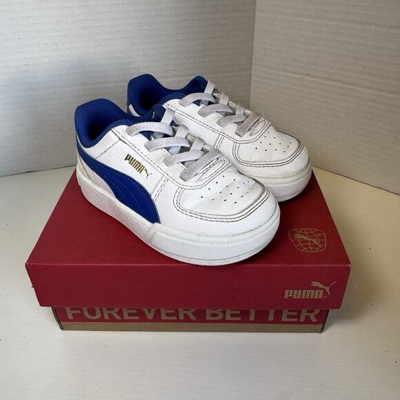 Puma | Pajamas | Puma Caven Iced Lace Up Kids Blue White Sneakers ...
